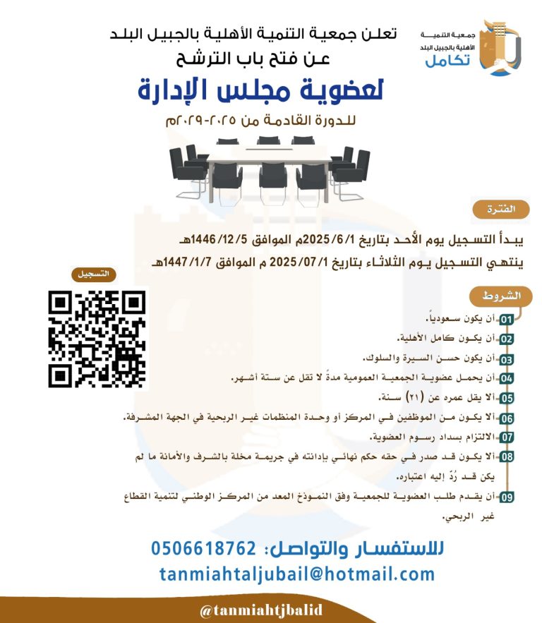 إعلان فتح باب الترشح لعضوية مجلس الإدارة